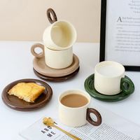 Tasse à café en céramique bicolore, aspect haut de gamme, ensemble commercial, style nordique, ensemble tasse et soucoupe