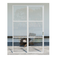 Porte coulissante en verre avec cadre en aluminium, grille lisse insonorisée, panneau large, intérieur personnalisé minimaliste pour les maisons