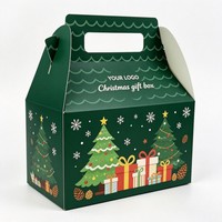 Boîtes à bonbons de Noël très vendues, boîtes cadeaux en papier pour friandises de Noël avec poignée en ruban, emballage alimentaire pour poulet frit de festival