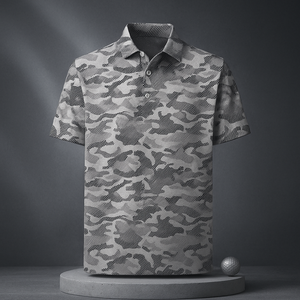 Camiseta Polo de Golf con Logotipo Personalizado, Moderna, Duradera, Transpirable, con Estampado Digital de Camuflaje para Hombre - Product Image 1