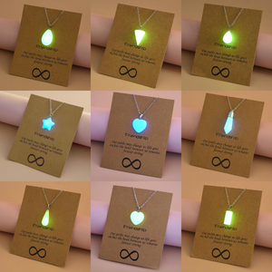 Glow in the Dark Charms <strong>Back</strong> to School Fashion Jewelry Brown Message Card Waterdrop Star Luminous Heart Pendant <strong>Necklace</strong> - Product Image 2