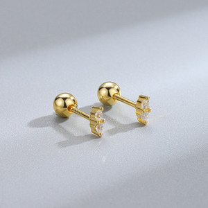 Boucles d'oreilles clous ROXI S925 en argent sterling plaqué or 18 carats avec zircon et diamant pour femmes - Product Image 6