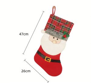 Sac de Noël en peluche adorable motif renne à carreaux classique 3D de 18 pouces pour cheminée, idéal comme sac cadeau de Noël - Product Image 2