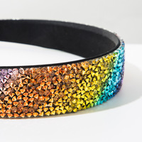 Serre-tête pour femme en tissu doux et brillant avec strass colorés, idéal pour les soirées dansantes