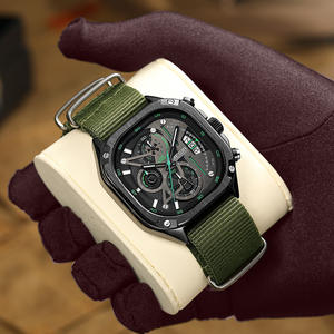 Vente en gros montres de forme carrée calendrier lumineux montres chronographes montres à quartz multifonctionnelles pour hommes - Product Image 4