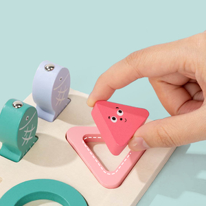 Jouet en bois pour développer <span class=keywords><strong>la</strong></span> motricité fine des bébés, 2 en 1, <span class=keywords><strong>jeu</strong></span> de pêche magnétique, blocs de tri et d'association de formes pour garçons et filles - Product Image 4