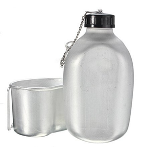 DF Outdoor Humting Camping Adventure 1.3L US Camping Aluminium <b>Water</b> <b>Bottle</b> Canteen with Canvas Pouch or with <b>Straps</b> - Product Image 2