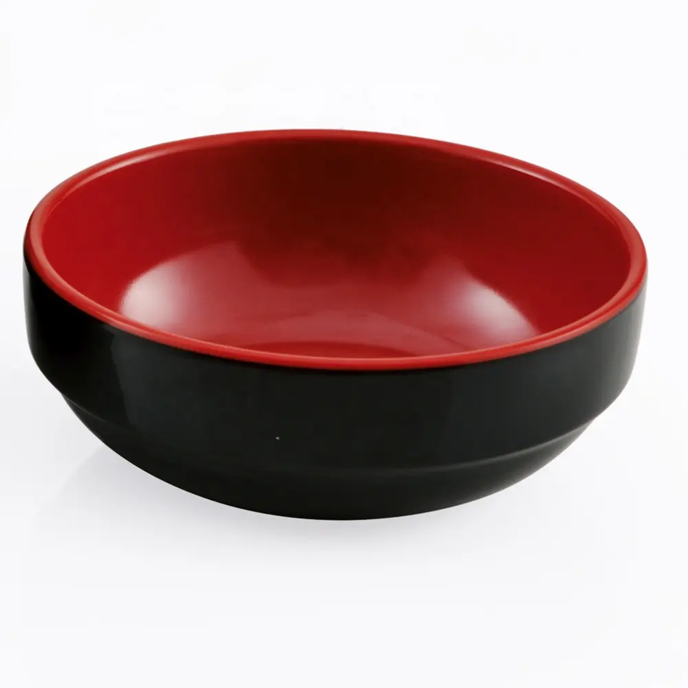 Custom Restaurant Serving Dinnerware Korean Style 5.5 Inch Black Red Melamine Rice Bowl