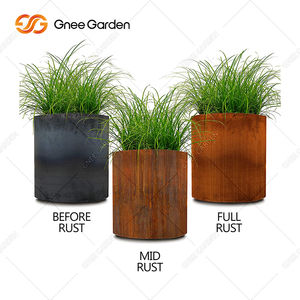 Pot de plantation de légumes de jardin extérieur rouille/noir Pot de fleur en acier Corten à cylindre droit naturel Durable décoratif - Product Image 3