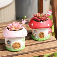 Pots à succulentes en résine sculptés à la main en forme de champignon ROOGO pour plantes d'extérieur avec trou de drainage pour pots et jardinières de jardin