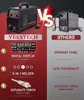 YEESTECH 185A 110V/220V Double tension, Poste à souder MIG à fil fourré, Pistolet à bobine, 5-en-1 Multi-processus, Affichage numérique LED, Contrôle synergique