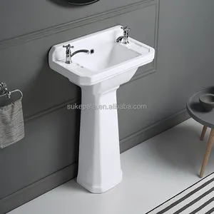 Wholesale pedestal wash basin vintage classic pedestal sink London victoria floor mounted bathroom ceramic basin