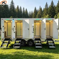 Remorque de toilettes mobiles de luxe VIP à 4 postes avec douche, personnalisable, pour événements extérieurs