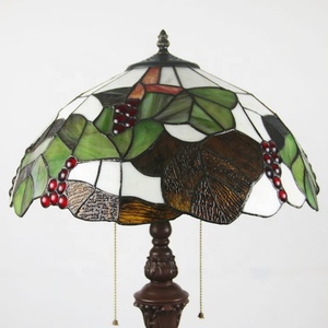 LongHuiJing 16 Inch Tiffany Floor Lamp with Double Pull Chain Tiffany Style Shade Grapes Home Table Lamp Stained Glass Lamp - Product Image 5
