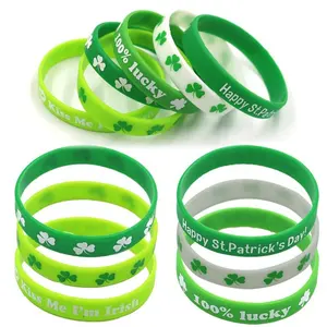 Irish Day Party Jewelry St. Patrick's Day Clover Silicone Wrist Band Irish Wrist Band Decoration Decor for Holiday Party