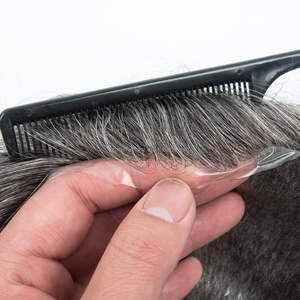 HOT SALE Yuanzhen Men's 100% Virgin Indian Remy Hair V-Loop Base Straight <b>Toupee</b> 110% Density 38mm Texture multiple sizes - Product Image 4