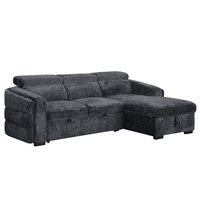 Canapé sectionnel convertible en tissu en forme de L, deux places, avec rangement, lit escamotable et chaise longue, idéal pour les centres commerciaux (OEM)