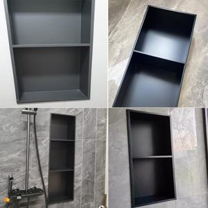 Nicho de Ducha Moderno de Acero Inoxidable Negro con Luz, Organizador de Almacenamiento Impermeable para Inserción en Pared, Estante para <span class=keywords><strong>Baño</strong></span> Negro - Product Image 2