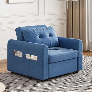 Jooli H Single Convertible Sofa <strong>Bed</strong> 3-in-1 Modern Pull-out Sleeper Chair USB Ports Side Pocket for Living Room <strong>Guest</strong> Room Home - Product Image 3