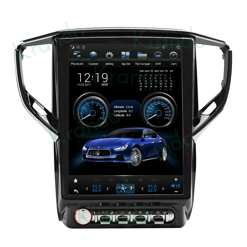 Krando 12.1 Inch Tesla Style Android Car multimedia player for Maserati Ghibli wireless Carplay Siri Control Smart Car radio