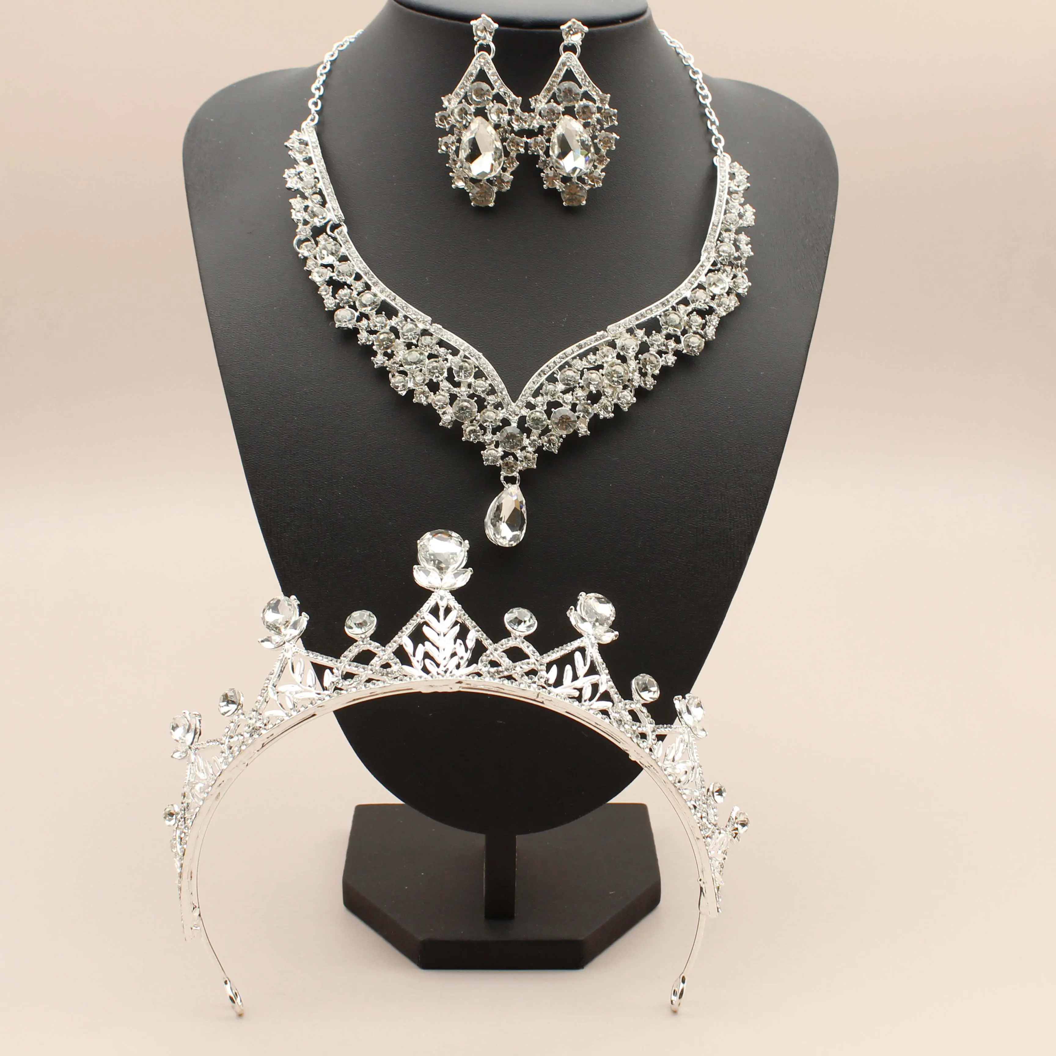 Женское ожерелье ручной работы, висячие серьги, тиара для принцессы, невесты, 2024 на день рождения королевы короны