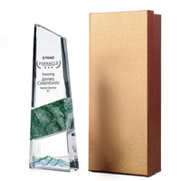 Trophée personnalisé en marbre cristallin, gravé au laser 3D, plaque pilière inclinée, reconnaissance d'employés d'entreprise