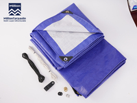 Bâche en PE imperméable et anti-UV, bleue et argentée, sur mesure pour camions, fermes et l'industrie du transport de marchandises