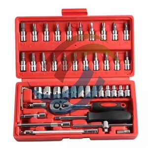 46-Piece 1/4 Inch Drive Metric Bit Socket Ratchet Wrench <b>Set</b> Auto Repair <b>Garden</b> Use <b>Hand</b> <b>Tools</b> Case Pack OEM Customized Support - Product Image 2