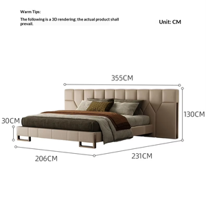 Set di Mobili Moderni per Camera da <span class=keywords><strong>Letto</strong></span> d'Albergo, <span class=keywords><strong>Letto</strong></span> <span class=keywords><strong>Matrimoniale</strong></span> in Vera Pelle con Struttura in Legno e Rivestimento in Pelle Morbida - Product Image 6