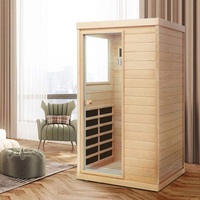 Triunity SUANA-SD Poêle de sauna électrique tout-en-un à infrarouge lointain 9KW, moderne, pour sauna sec extérieur, 2 personnes, en bois de pruche, usage commercial et sportif