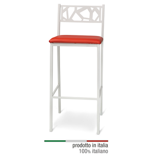 Tabouret Moderne en Métal Blanc Sonia avec Dossier en Fer et Siège en Similicuir pour Bar à Domicile, Café, Gymnase, Design Moderne de Ferme - Product Image 1