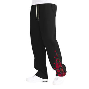 Pantalon décontracté pour hommes, taille élastique, patchwork à carreaux, pantalon de survêtement long pour les loisirs, coupe confortable, style unisexe - Product Image 2
