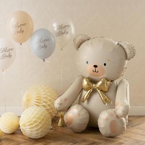 <span class=keywords><strong>Palloncini</strong></span> in Foil a Forma di Orsacchiotto con Fiocco Beige Opaco Retrò per Decorazione Festa di Compleanno, Mix di Colori Cartoon per la Cameretta dei Bambini - Product Image 1