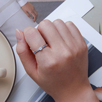 Bague Simple colorée en argent 925, bague simple incrustée de zircon à la mode BSR319