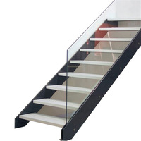 Idées d'escaliers droits en bois massif préfabriqués modernes pour l'extérieur, escaliers flottants de luxe à faire soi-même pour la maison