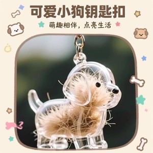 Acrylic Transparent Dog Keychain Collectible Cartoon Pet Hair Storage Box Dustproof <b>Plush</b> Toy For Kids Unisex Four Seasons - Product Image 5