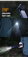 Lampe de travail LED télescopique en aluminium, lampe de camping avec support extensible, tige extensible pour la chasse, le camping, la randonnée, la réparation