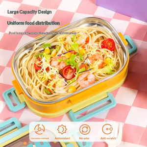 Boîte à lunch portable pour enfants en acier inoxydable, anti-fuite, avec boucle, compatible micro-ondes - Product Image 5