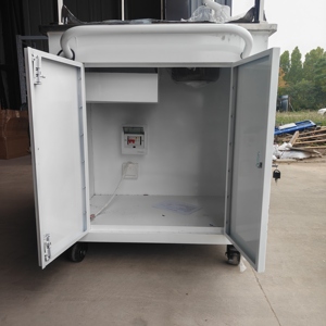 Green Mobile <b>Ice</b> <b>Cream</b> Push Cart with Canopy Metal Food Vendor Trolley - Product Image 3