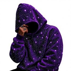 Sudadera con capucha y cremallera para hombre con estampado Galaxy, estilo oversize, casual, de punto, 100% algodón, para verano, estilo urbano - Product Image 1
