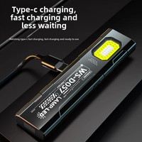Mini lampe torche LED rechargeable par USB, 500 lumens, COB, IP20, étanche, en alliage d'aluminium et ABS, faisceau réglable, base magnétique, camping, rouge