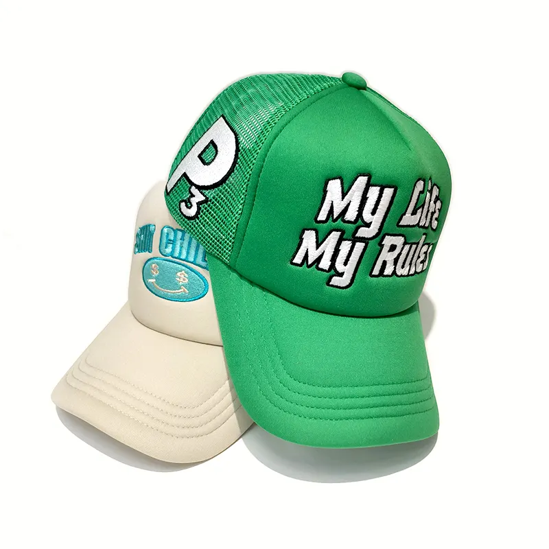 Gorra de camionero bordada personalizada, alta calidad, estampado, de espuma, fabricante personalizado, topi
