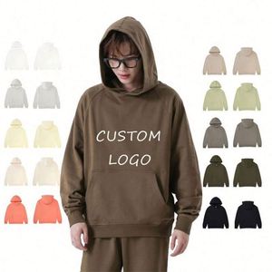Teenagers Loose <b>Plus</b> <b>Size</b> Hoodie High Quality Customizable Logo Plush Blank Crewneck Solid Raglan Crew Neck Men's Hoodies - Product Image 1
