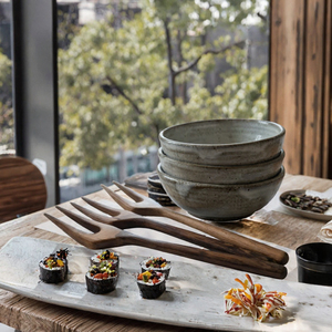 Fourchette à sushi en bois écologique de bonne qualité, créative, à deux dents, pour fruits/gâteaux/apéritifs/salades/desserts, idéale pour le camping - Product Image 3