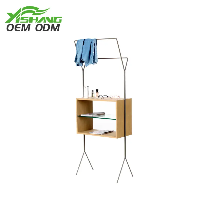 Luminaire de magasin de détail vêtements suspendus conception personnalisée vêtements en métal robe présentoir étagère