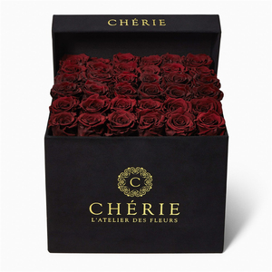2020 Venta caliente de lujo de cartón negro Rosa flor caja de regalo con tapa - Product Image 3