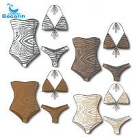 Collection de maillots de bain Becarin à imprimé zèbre : Bikini triangle à bretelles et ensembles de maillots de bain une pièce