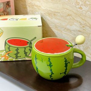 Original <strong>Husky</strong> Cute Cartoon Watermelon Mug Ceramic <strong>Cup</strong> with Lid and Spoon Home Use Gift for Girlfriend Souvenir Coffee <strong>Cup</strong> - Product Image 4