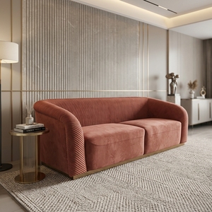 Divano Sezionale di Lusso in Velluto Dorato 1-1-4-4, Set da 10 Posti in Quattro Pezzi, Arredamento Imbottito per Soggiorno Moderno - Product Image 6