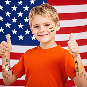 Tatouages temporaires patriotiques USA, autocollants drapeau américain pour le Quatrième de <span class=keywords><strong>Juillet</strong></span>, le Jour de l'Indépendance et les fêtes commémoratives des Vétérans - Product Image 3